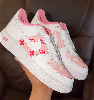 Pastel Pink Luxury Custom Air Force 1 Sneakers-oicustom