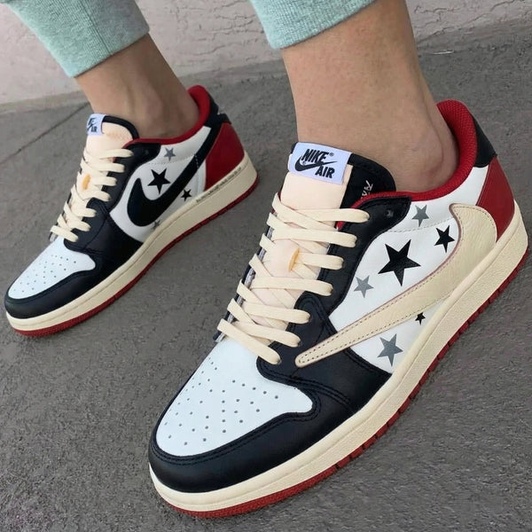 Travis Scott Custom AJ 1s Shoes Black Red Stars-oicustom