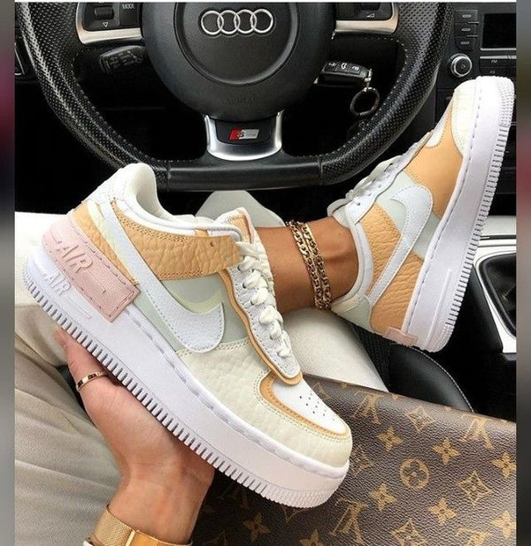 Beige Shadow Custom Air Force 1 Hand Painted Sneakers-oicustom