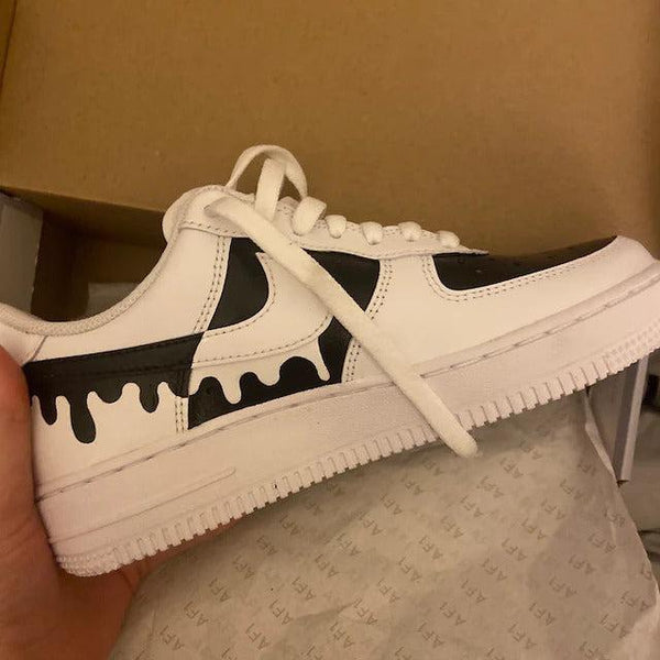 Black and White Drip Custom Air Force 1-oicustom