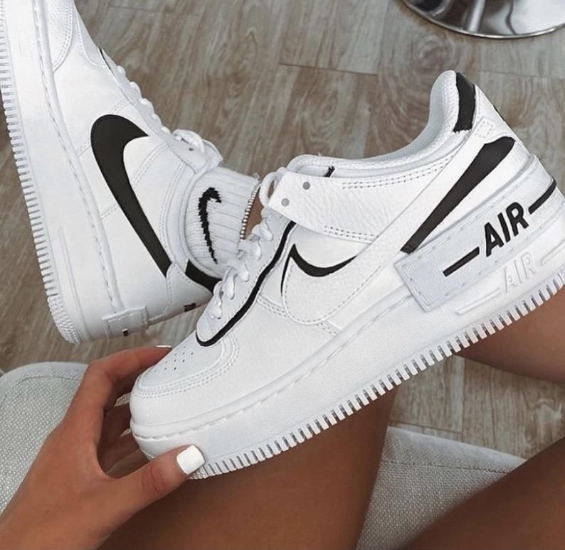 Black White Shadow Custom Air Force 1 Hand Painted Sneakers-oicustom
