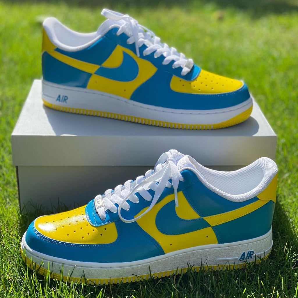 Blue and Yellow Custom Air Force 1’s-oicustom