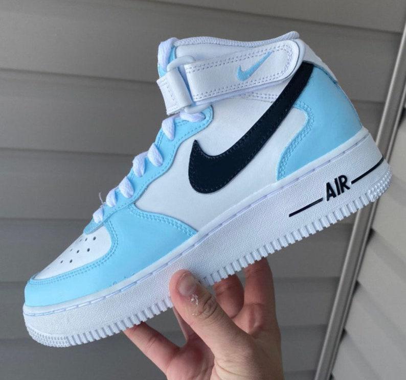 blue nike air force 1 mid custom