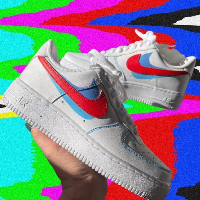 Blue/Red 3D Air Force 1s-oicustom