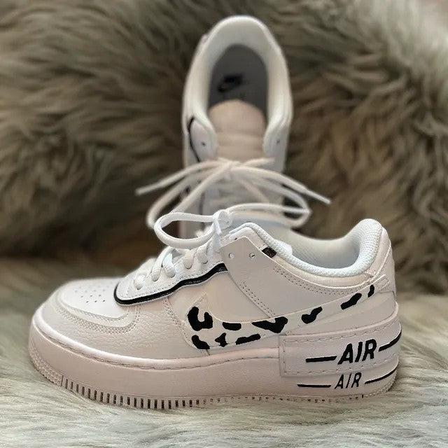 Cow Print Shadow Custom Air Force 1 Hand Painted Sneakers-oicustom