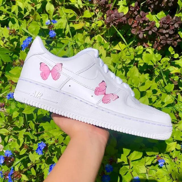 Custom Air Force 1 Baby Pink Butterflies-oicustom