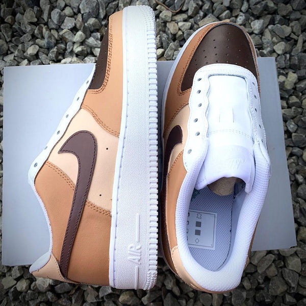 custom air force 1 Beige Cream & Brown-oicustom