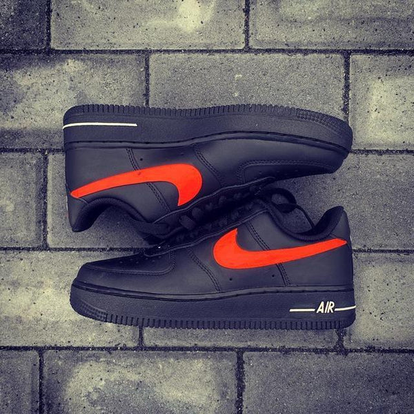 Custom Air Force 1 Black Red Swoosh-oicustom