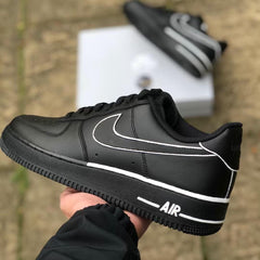 Nike Classic Black and White Sneakers Air Force 1 custom shoes sz 10.5. NIB Air Force 1 Custom Black White Gray Shoes Monochrome Shadow  main image 4