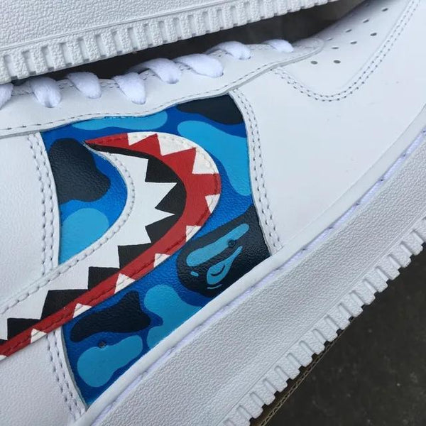 Custom Air Force 1 Blue Bape Shark-oicustom