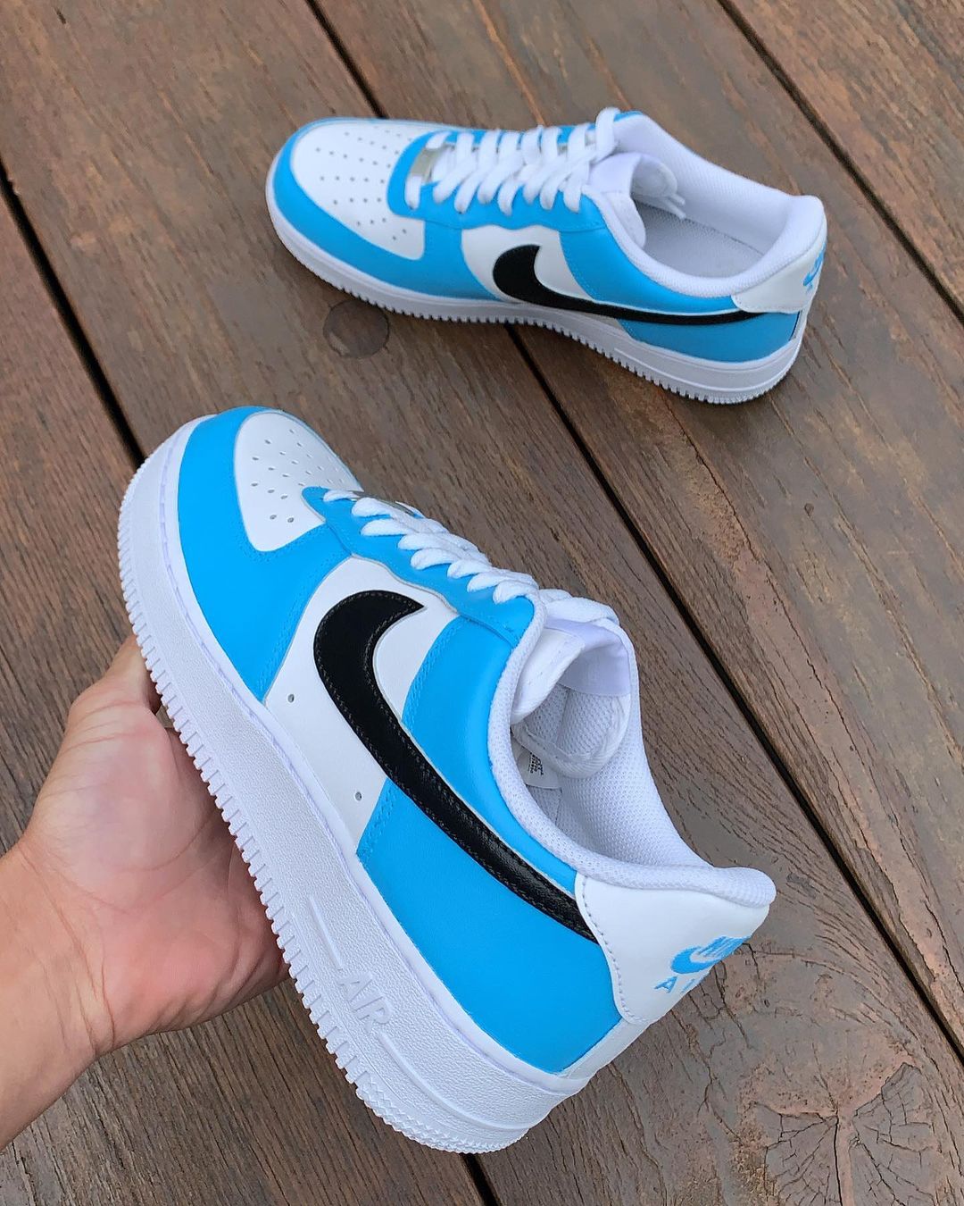 Custom Air Force 1 Blue Black Swoosh – oicustom