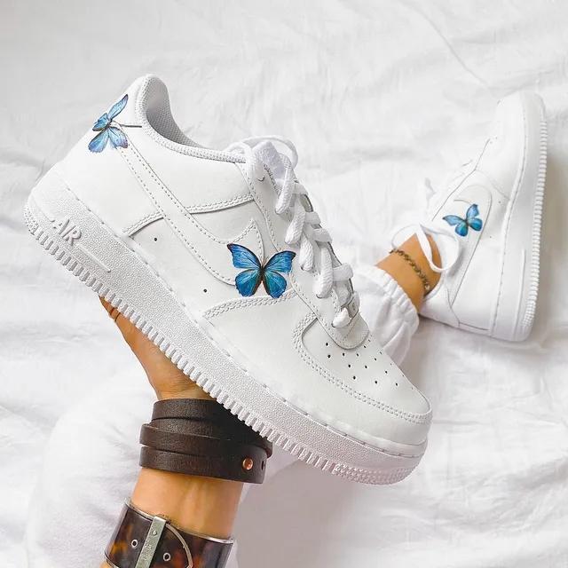 Custom Air Force 1 Blue Butterfly Sneakers-oicustom