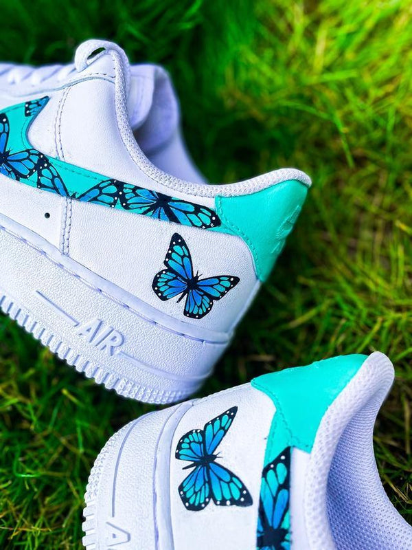 Custom Air Force 1 Butterfly Mint Blue-oicustom