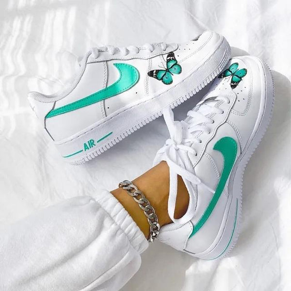 Custom Air Force 1 Butterfly Mint Swoosh-oicustom