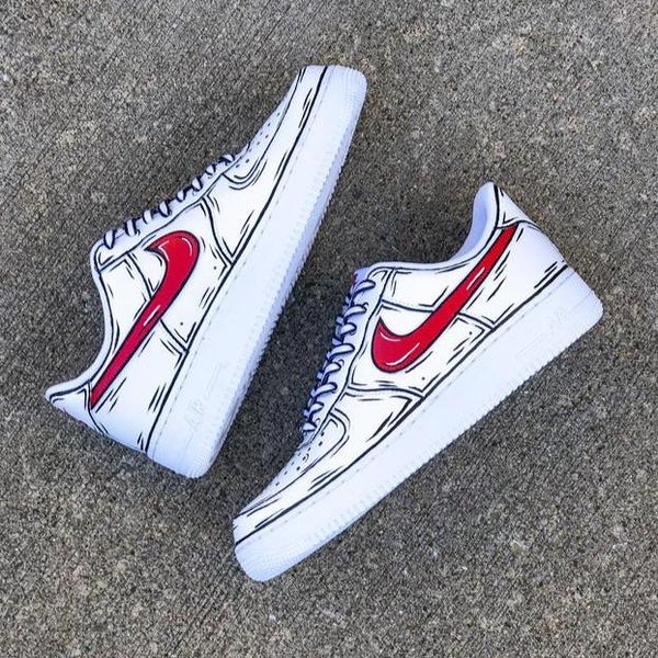 Custom Air Force 1 Cartoon Red Swoosh-oicustom