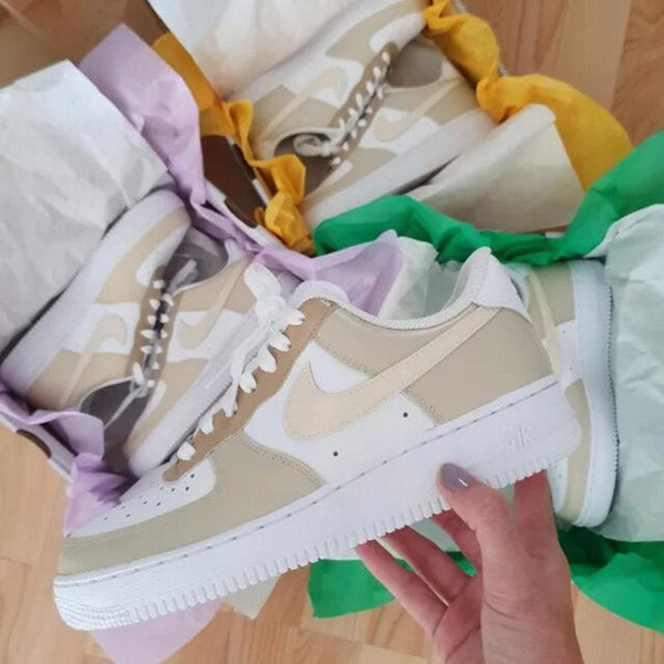 custom air force 1 cream begie nike air-oicustom