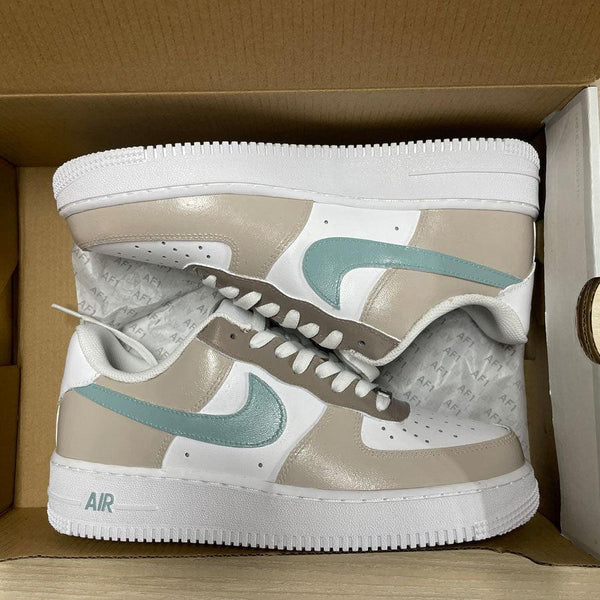 Custom Air Force 1 Cream Green Swoosh-oicustom
