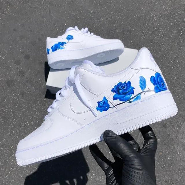 Custom Air Force 1 Delicate Blue Rose-oicustom