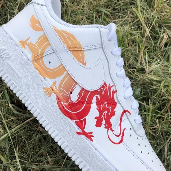 Custom Air Force 1 Dragon Gold Red-oicustom