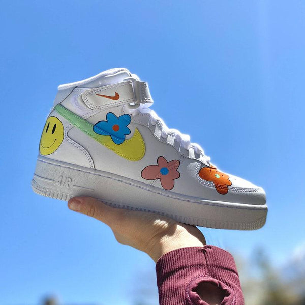 Custom Air Force 1 Hippie 70s Smiley Face-oicustom