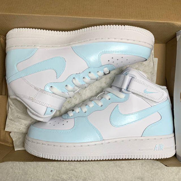 Custom Air Force 1 Mid Icy Blue-oicustom