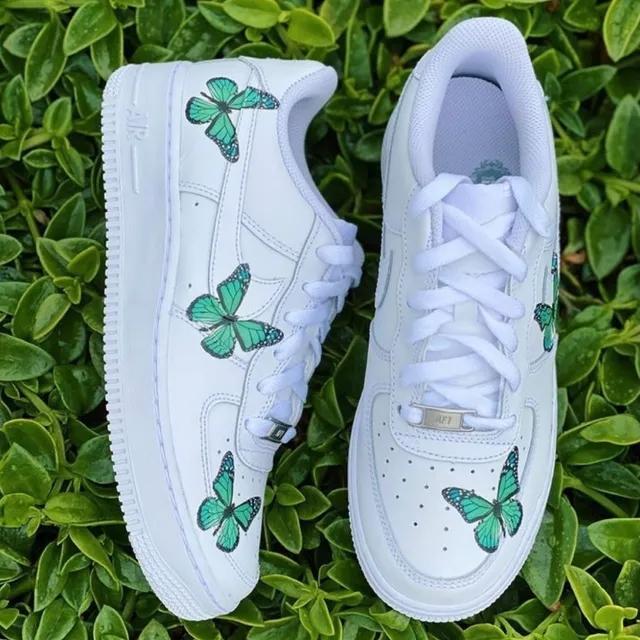 Custom Air Force 1 Mint Turquoise Butterfly-oicustom