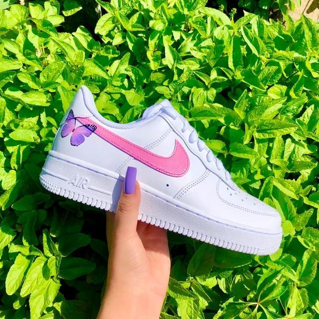 Custom Air Force 1 Pink Lavender Butterfly-oicustom