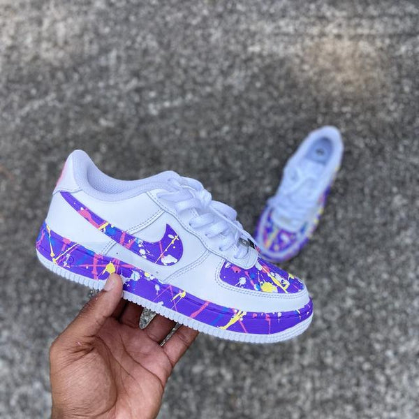 Custom Air Force 1 Purple splatter paint-oicustom