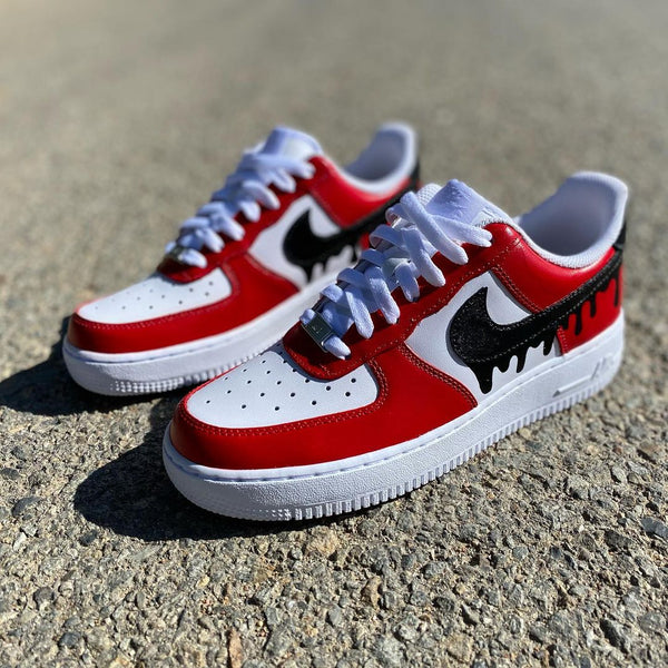 Custom Air Force 1 Red Black Drip-oicustom