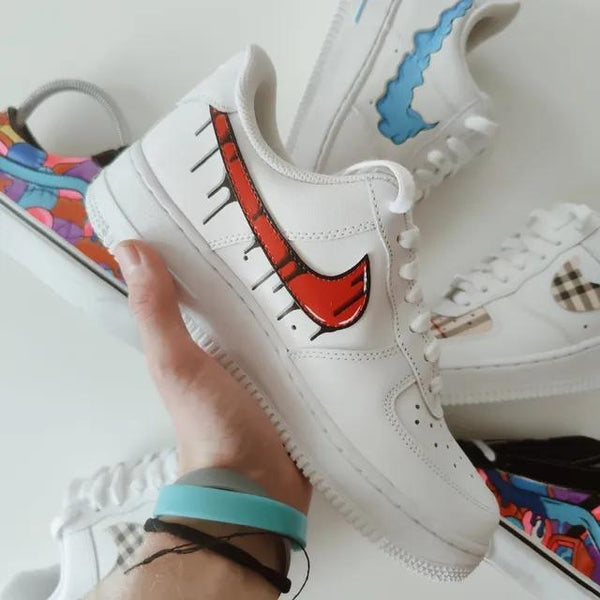 Custom Air Force 1 Red Black Drip-oicustom