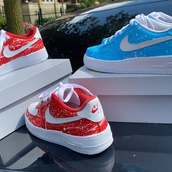 Custom Air Force 1 Red With White Splatter Paint-oicustom