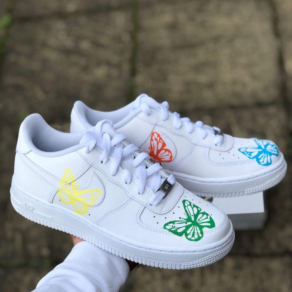 Custom Air Force 1 Red Yellow Green Butterfly-oicustom
