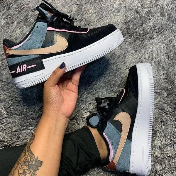 Custom Air Force 1 Shadow Black Beige Pink-oicustom