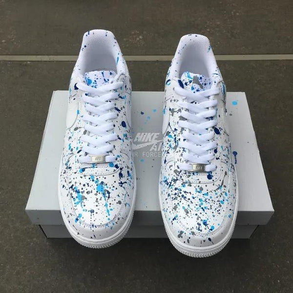 Custom Air Force 1 Splash Blue Grey-oicustom