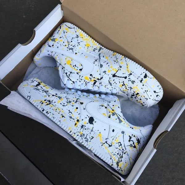 Custom Air Force 1 Splash Yellow Grey Black-oicustom
