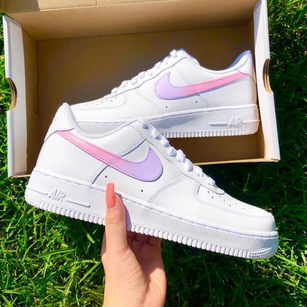 Custom Air Force 1 Swoosh Pink Purple-oicustom