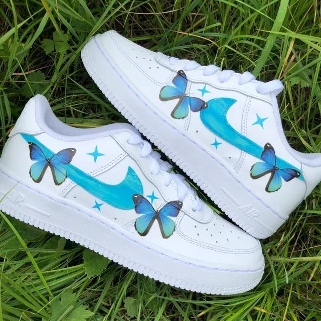 Custom Air Force 1 Turquoise Butterfly-oicustom