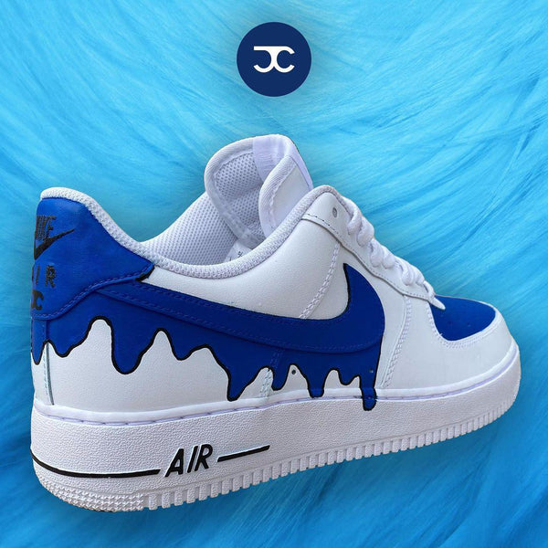 Custom Air Force 1 White Dark Blue Drip-oicustom