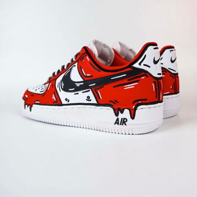 Nike Air Force 1 Red Drip custom – Bendita Customs