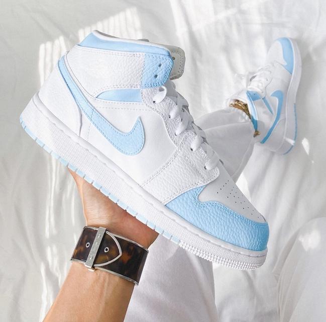 Custom Air Jordan 1 Baby Blue Painted Sneakers-oicustom