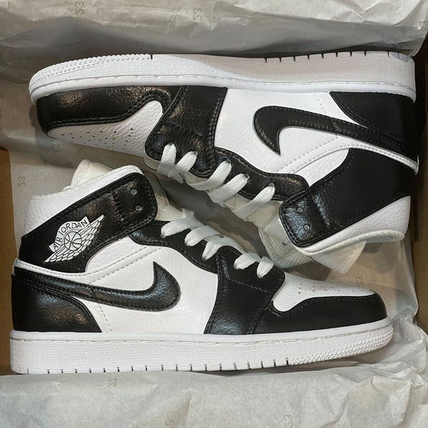 Custom Air Jordan 1 Black And White-oicustom