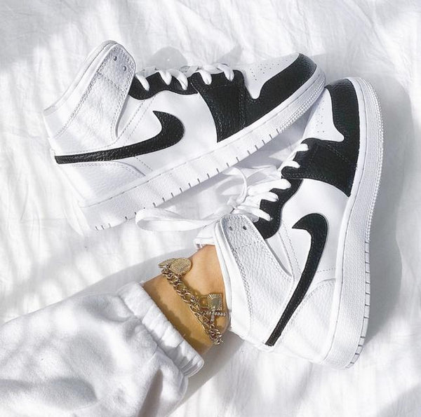 Custom Air Jordan 1 Black Swoosh Panda Sneakers-oicustom