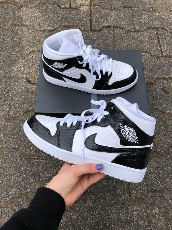 Custom Air Jordan 1 Black White-oicustom