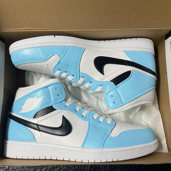 Custom Air Jordan 1 Blue Black-oicustom
