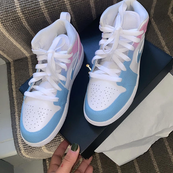 Custom Air Jordan 1 Blue Pink-oicustom