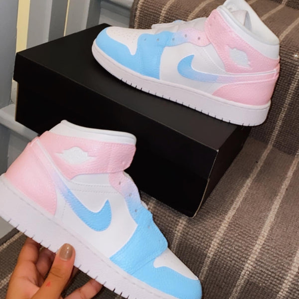 Custom Air Jordan 1 Blue Pink-oicustom