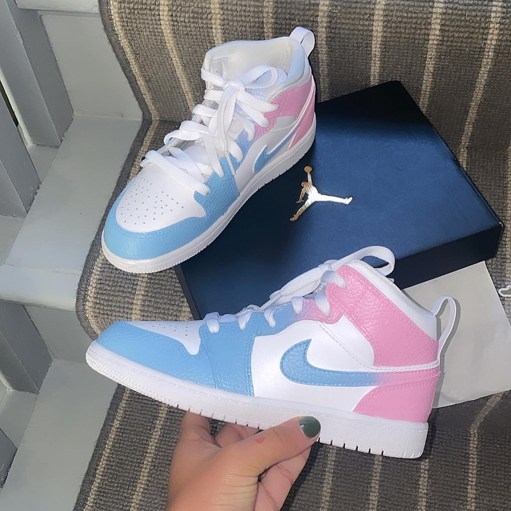 Custom Air Jordan Blue Pink