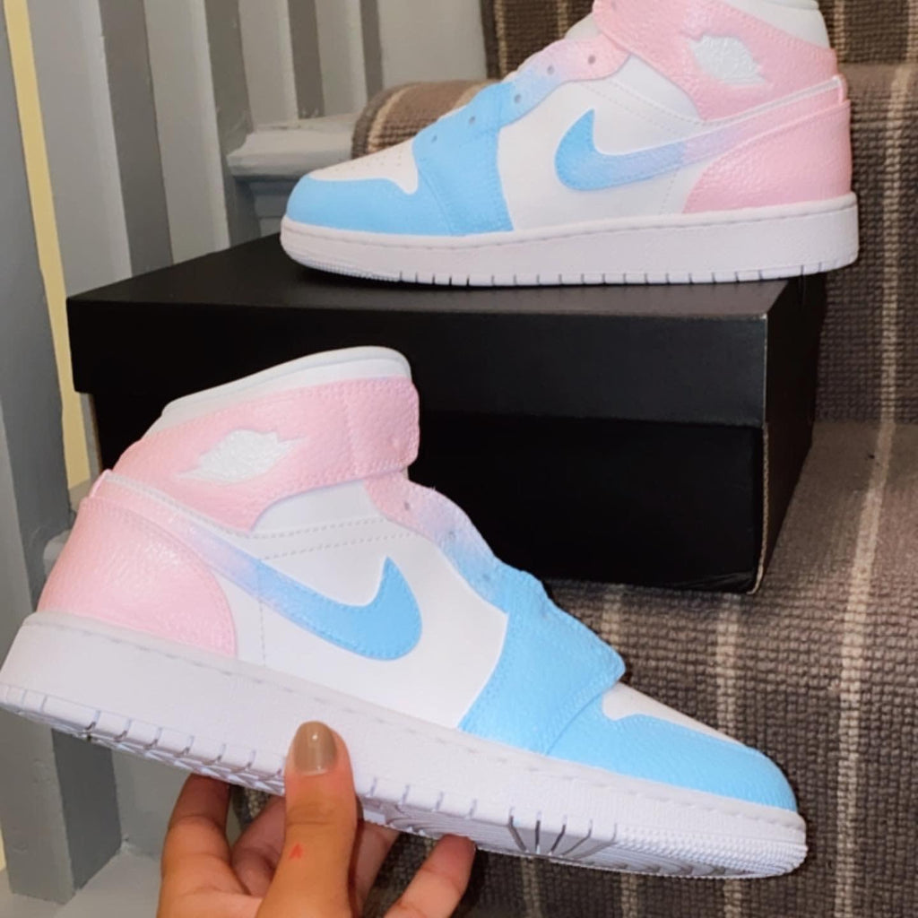 Custom Air Jordan 1 Blue Pink-oicustom