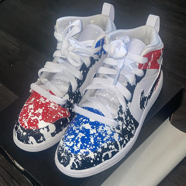 Custom Air Jordan 1 Blue Red-oicustom