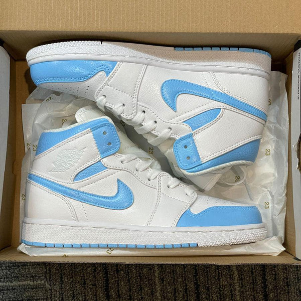 Custom Air Jordan 1 Blue Swoosh And White-oicustom